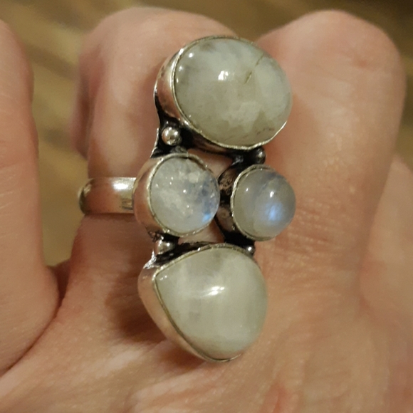 New Rainbow Moonstone 925 Silver Statement Ring. - Picture 8 of 8